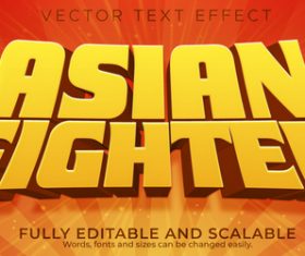 Asian fighter 3d effect text design vector