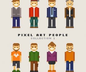 Assortment pixelated men vector