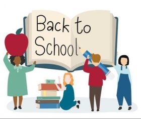 Back to school cartoon illustration vector