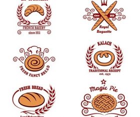 Bakery bread logo set vector