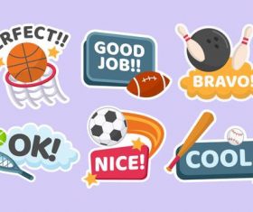 Ball stickers cartoon collection vector