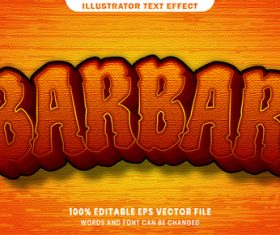 Barbar 3d editable text style effect vector