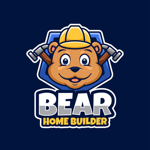 Bear home builder logos design vector
