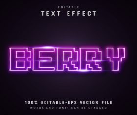 Berry text purple pixel neon text effect vector
