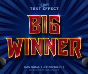 Big winner 3d effect text design vector