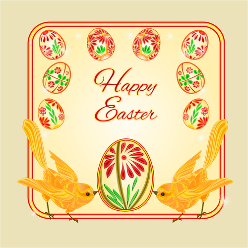 Birds and easter eggs vector