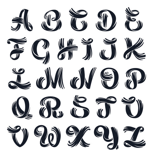 Black alphabet decoration design vector