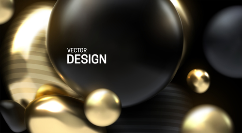 Black and golden sphere abstract background vector
