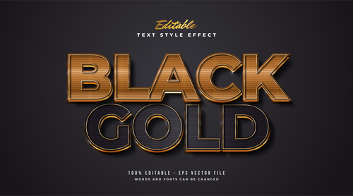 Black gold editable font vector