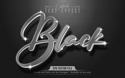 Black text effect editable vector