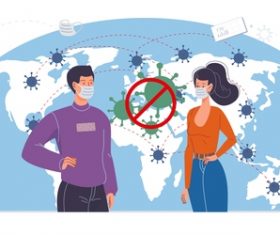 Blocking the covid-19 pandemic cartoon illustration vector