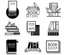 Bookstore logos and sign set vector