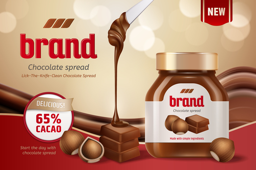 Brand chocolate spread promotional flyer vector