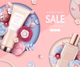 Brand-name cosmetics sale card vector