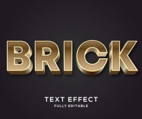 Brick 3d editable text style effect vector