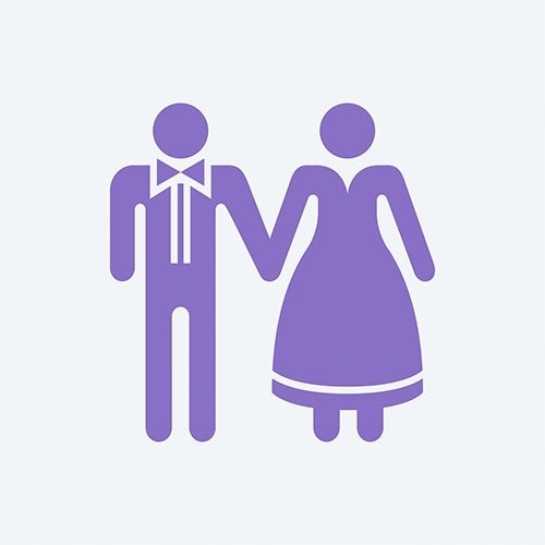 Bride and groom holding hands graphic illustration vector