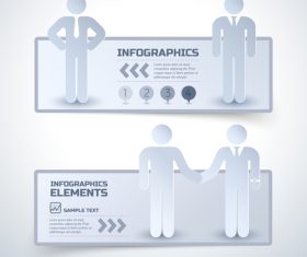 Business cooperation paper cut infographic banner vector