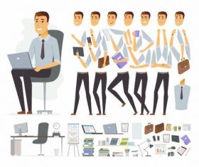 Business male character constructor cartoon vector