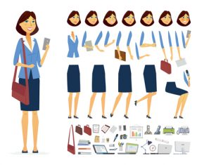 Business woman character constructor vector