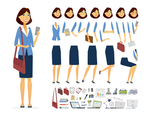 Business woman character constructor vector