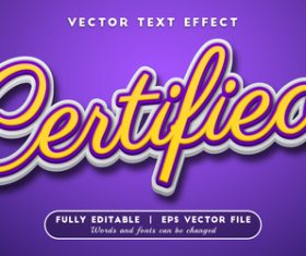 CERTIFIED text effect editable vector