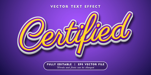 CERTIFIED text effect editable vector