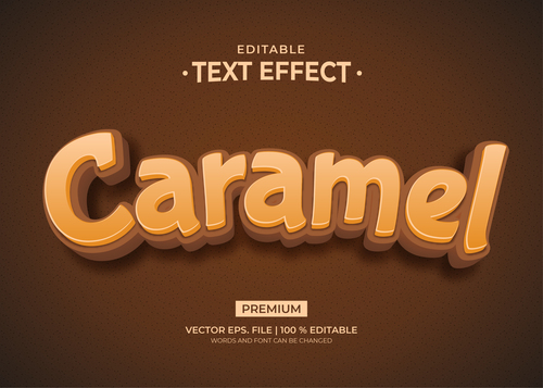 Caramel editable text effect vector