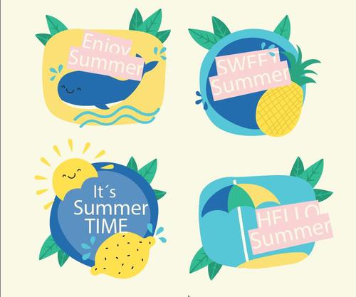 Cartoon hand drawn summer element vector