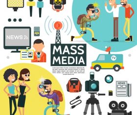 Cartoon illustration mass media vector