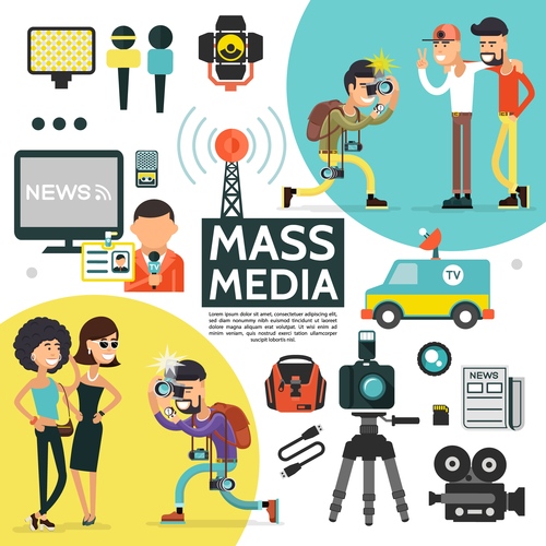 Cartoon illustration mass media vector