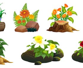 Cartoon nature flowers vector