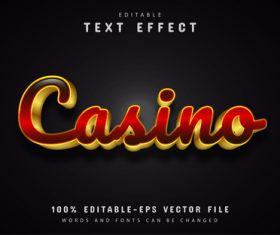 Casino gold font text effect editable vector