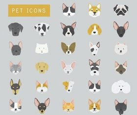 Cats and dogs icon collection vector
