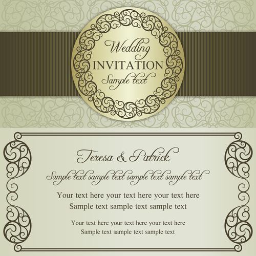 Chic wedding vector invitation card