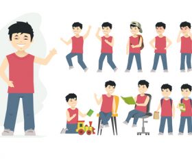 Chinese boy cartoon people character vector