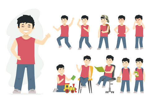 Chinese boy cartoon people character vector