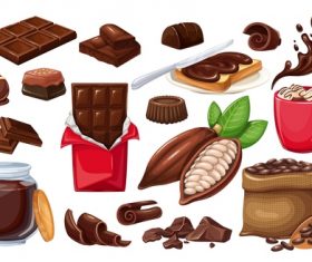 Chocolate elements icons for design vector