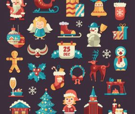 Christmas and happy new year icons set vector