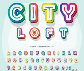 City loft festive typographica font vector