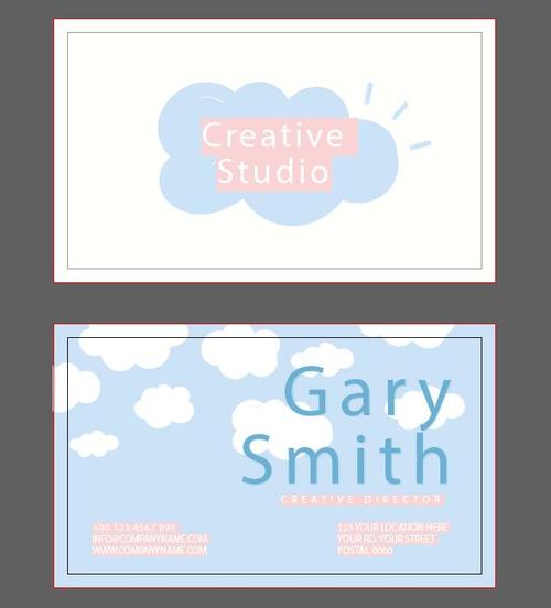 Clouds background business card design vector