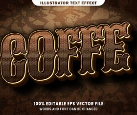 Coffee 3d editable text style effect vector