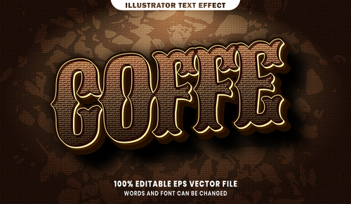 Coffee 3d editable text style effect vector