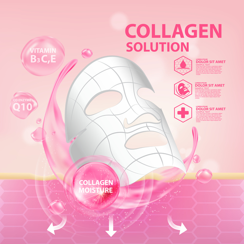 Collagen protein cosmetics vector