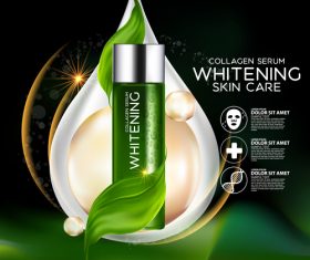 Collagen serum whitening skin care vector