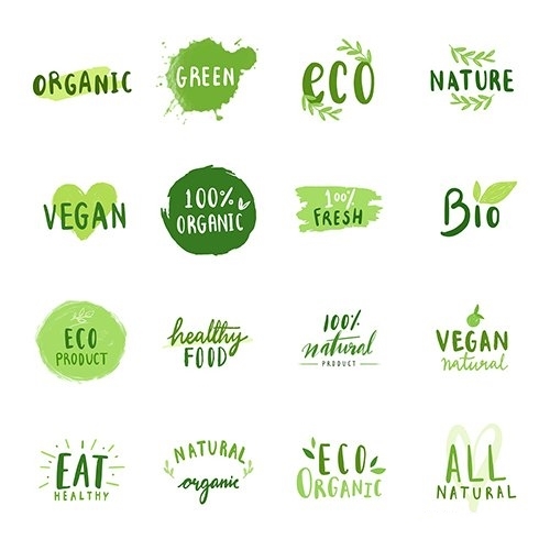 Collection of environmental friendly typography vector