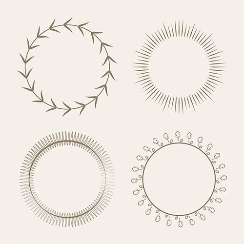 Collection of round ornament design vector