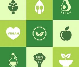 Collection of vegan icon vector