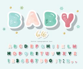 Colorful festive typographica font vector