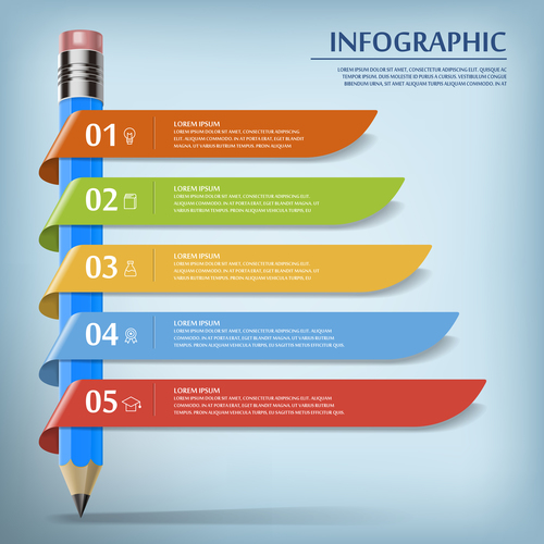 Concept pencil infographic vector