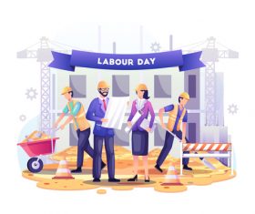 Construction workers are build buildings on labor day vector